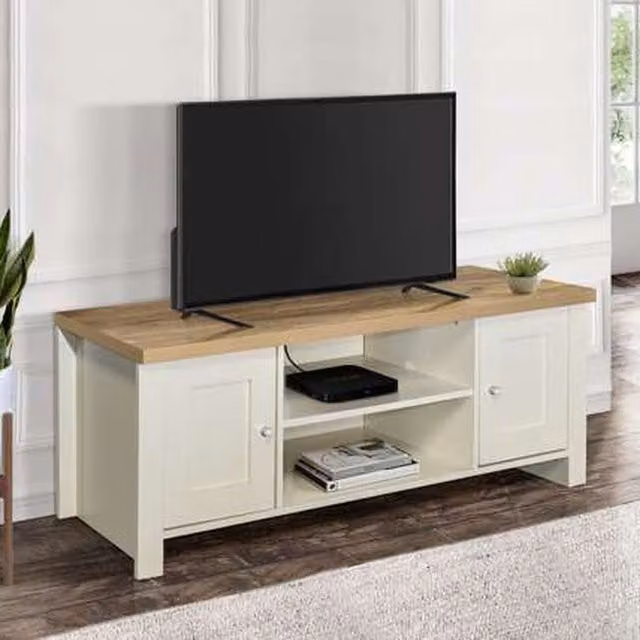 Birlea Modern Oak and Cream Wood TV Unit