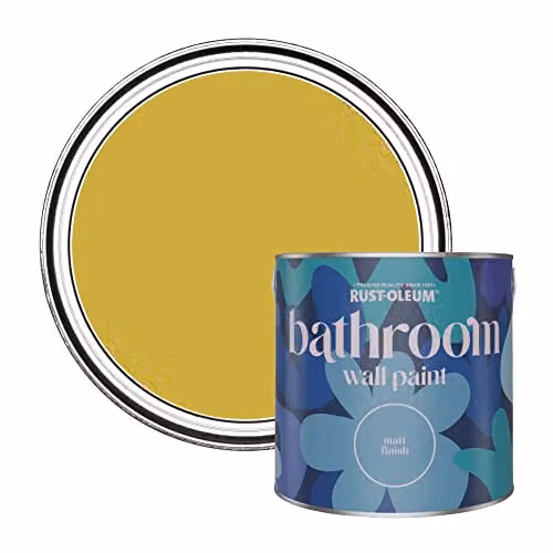 Rust-Oleum Matt Water-Based Bathroom Wall and Ceiling Paint, Yellow, 2.5L – 1