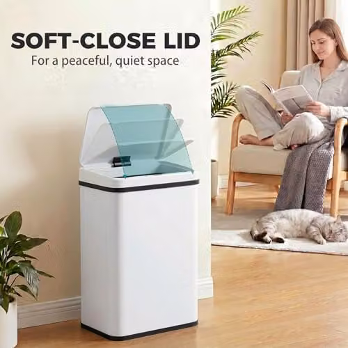 HOMCOM 40L Sensor Bin in White, W/D/H: 35.5 x 26.0 x 55.0 cm – 2