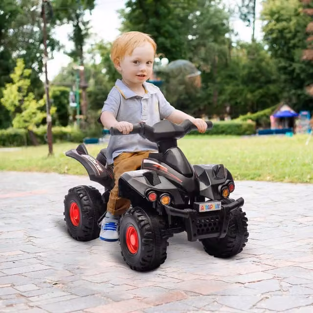 AIYAPLAY 6V Kids Electric Quad Bike with Music and Light Effects in Black