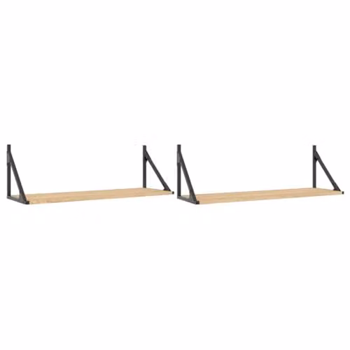vidaXL Set of 2 Modern Wall Shelves in Sonoma Oak, W/D/H: 80 x 25 x 25.5 cm – 1
