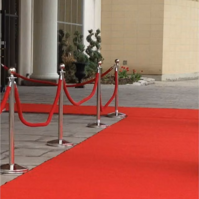The Rug House Glamour Red Non-Slip Rubber Backed Carpet Runner, W: 133 cm, L: 792 cm