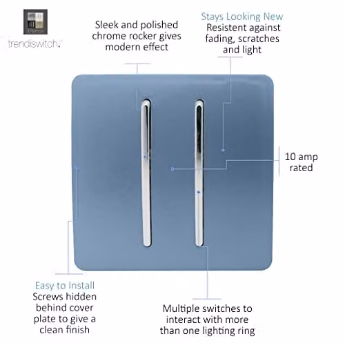 Trendi 2 Gang 3 Way Intermediate 10 Amp Rocker Light Switch in Sky Blue – 2