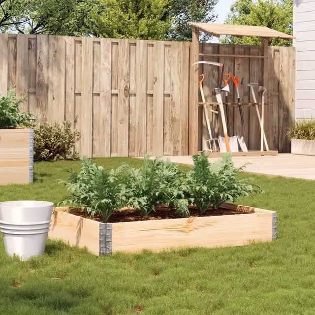 Berkfield Wooden Raised Bed Planter in Brown, W: 120 cm, D: 80 cm