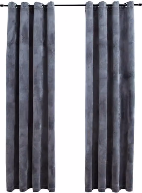 Berkfield Home Blackout Velvet Curtains with Eyelets, 2 Pack, Anthracite Grey, W: 140 cm, H: 225 cm
