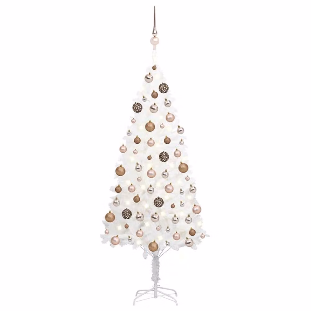Berkfield Home Beautiful Pre-lit Artificial Christmas Tree with White and Gold Ball Set, Height: 120 cm – 2
