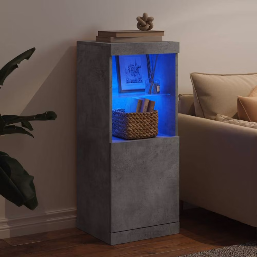 Berkfield Home Modern Sideboard with Integrated LED Lights in Grey, W/D/H: 41 x 37 x 100 cm – 3