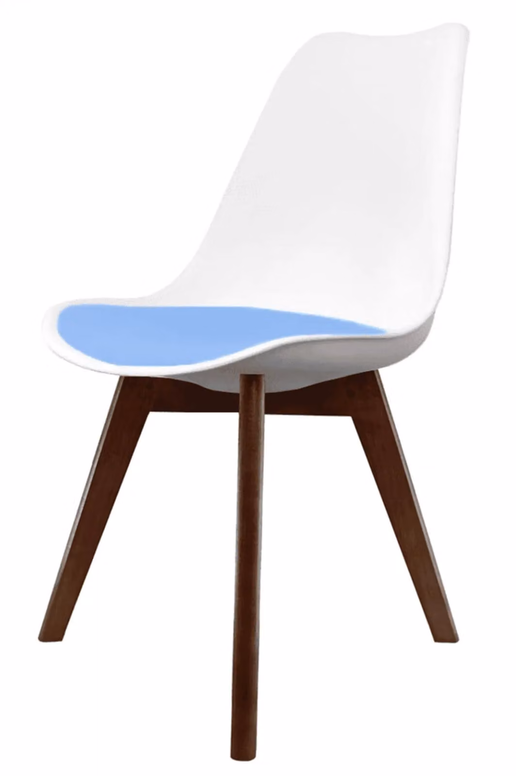 Fusion Living Soho Plastic Dining Chair with Dark Wood Legs in Light Blue – 2