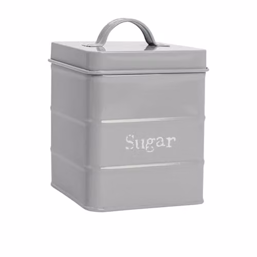 Harbour Housewares Metal Sugar Storage Canister with Airtight Lid, Grey