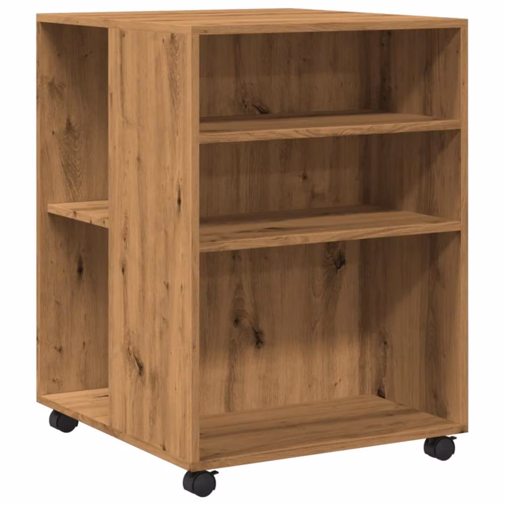Berkfield Home Artisan Oak Side Table with Wheels in Brown, W/D/H: 55 x 60 x 78 cm – 2