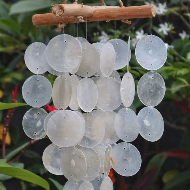 KDMK Pearl Effect Driftwood Cross Hanging Chime in White