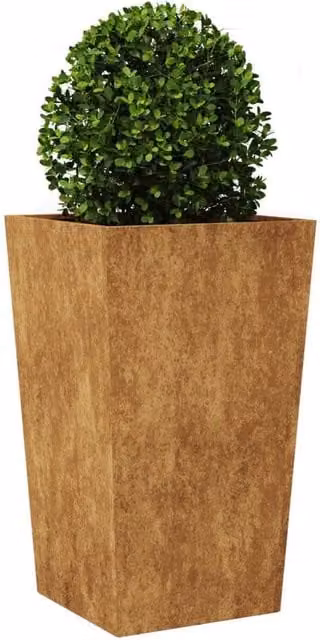 Berkfield Home Durable Corten Steel Garden Planter Tub in Brown, W/D/H: 45 x 45 x 75 cm – 1