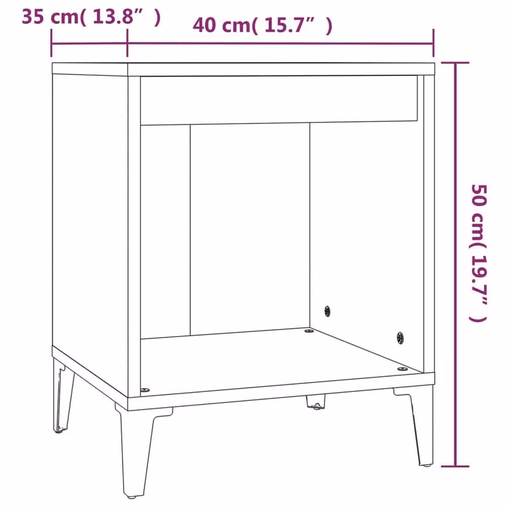 Berkfield Home Set of 2 Black Modern Bedside Cabinets, W/D/H: 40 x 35 x 50 cm – 6