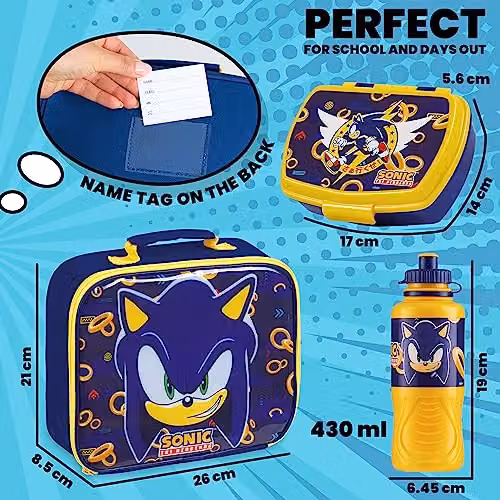 Get Trend Sonic the Hedgehog 3 Piece Insulated Lunch Set with 430ml Water Bottle, Multicolour – 5