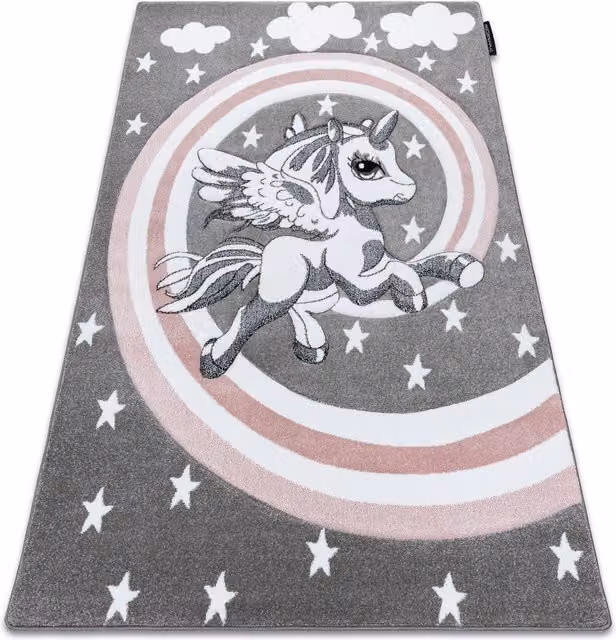 RugsX Petit Grey Kids Motif Rectangular Rug, W: 160 cm, L: 220 cm