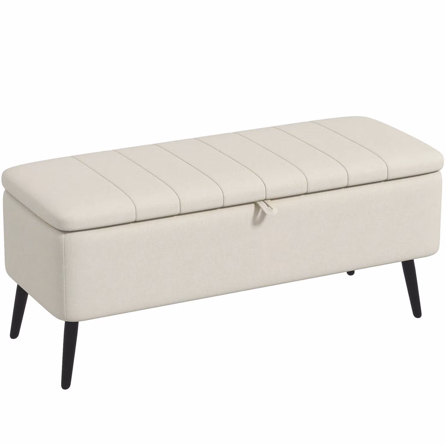 HOMCOM Storage Ottoman Bench in Cream White Linen Fabric with Metal Legs – 2