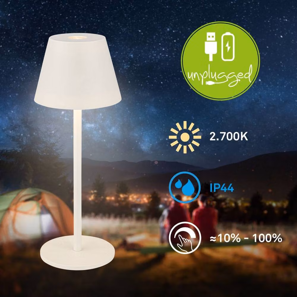 Briloner Rechargeable LED Table Lamp with Touch Dimming, IP44 Waterproof, White, H x W x D: 16 x 6 x 6 cm – 2
