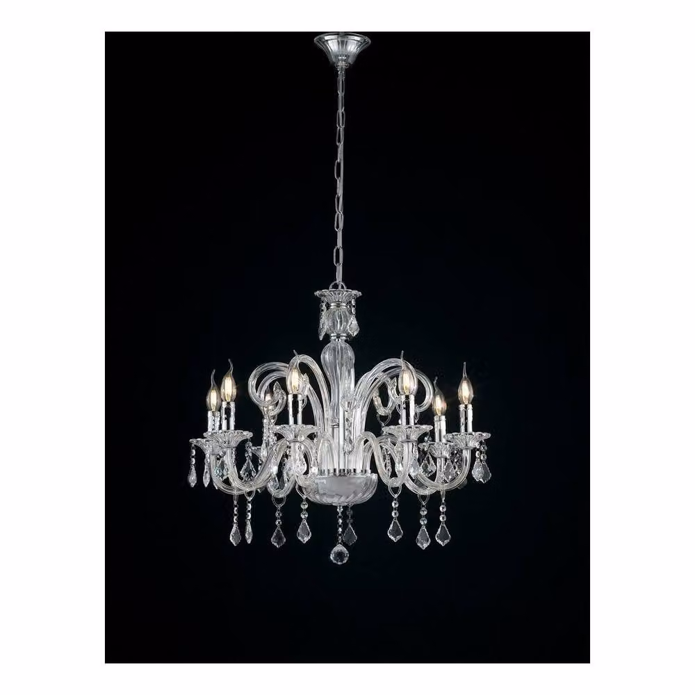 Netlighting 8 Light Modern Crystal Ceiling Chandelier in Chrome and Silver, W/D/H: 70 x 70 x 65 cm – 2
