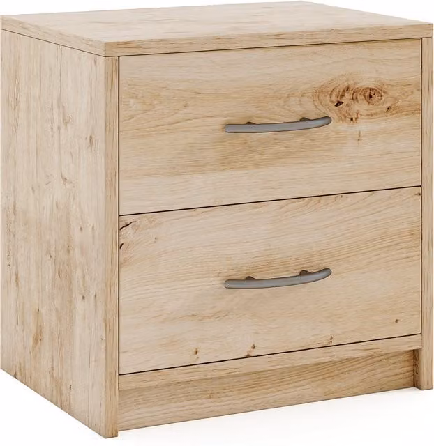 COSTWAY Modern Brown Wood 2-Drawer Nightstand