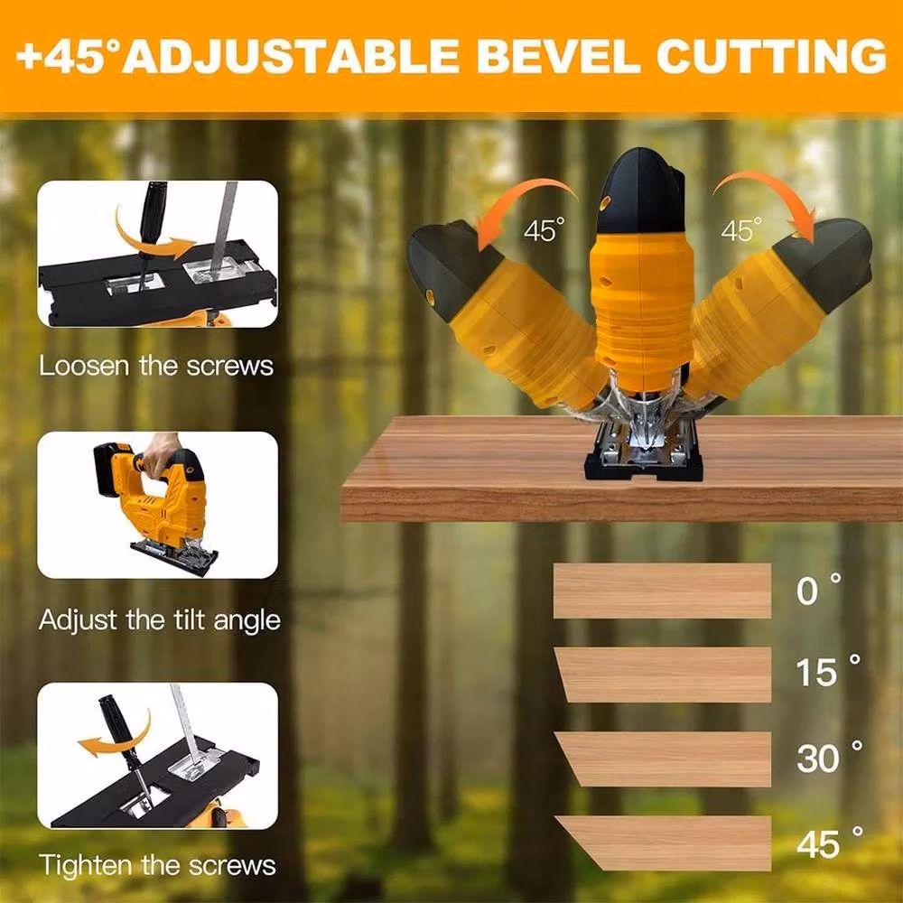 NESTLUNE Cordless Jig Saw with Blade for 18V 20V Batteries, Yellow – 3