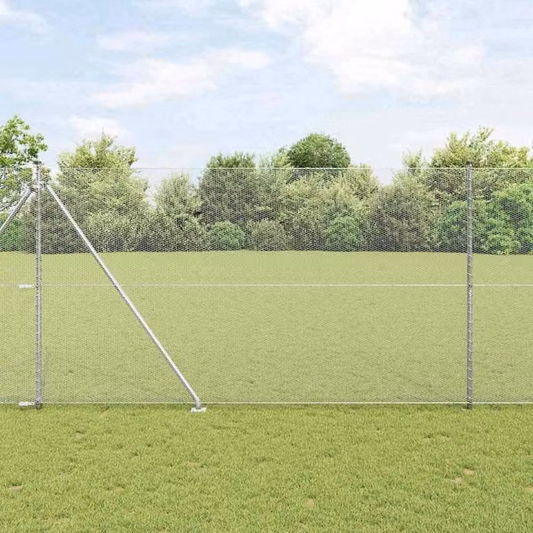 Berkfield Home Silver Galvanised Steel Hexagon Fence, H: 160 cm x W: 50 m
