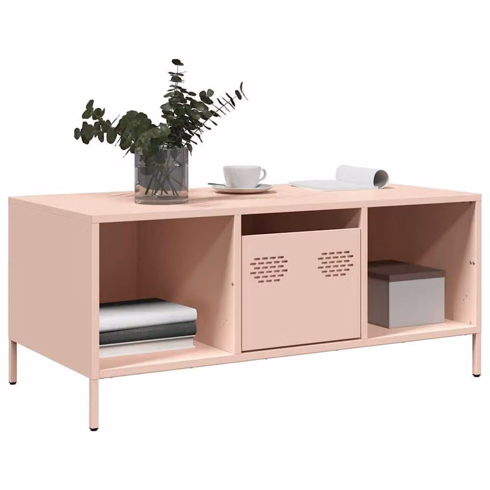 Berkfield Home Pink Metal Coffee Table, W: 101.5 cm, D: 50 cm, H: 43.5 cm – 3
