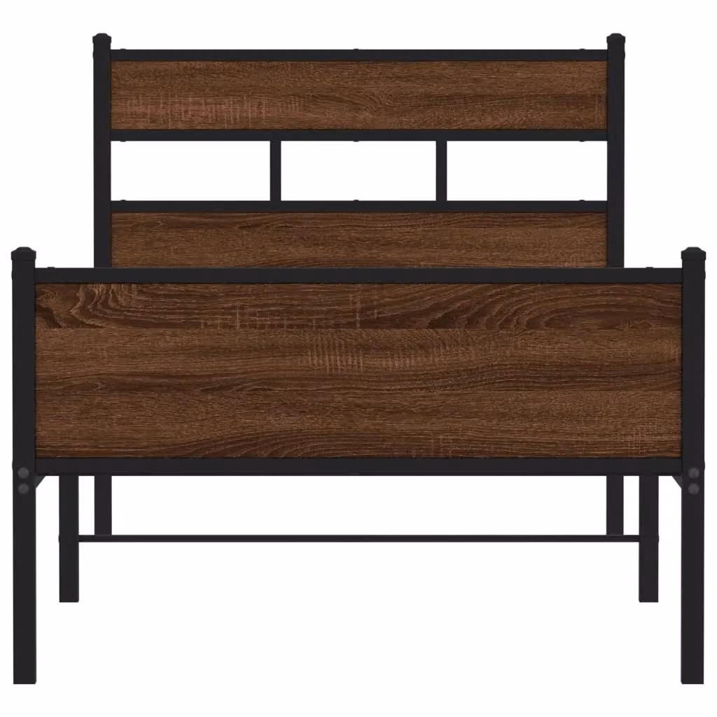 Berkfield Home Single Bed Frame in Brown Oak, W/D/H: 90 x 190 cm – 3