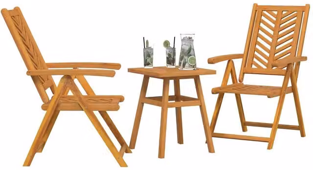 Berkfield Home 3 Piece Brown Solid Acacia Wood Garden Set