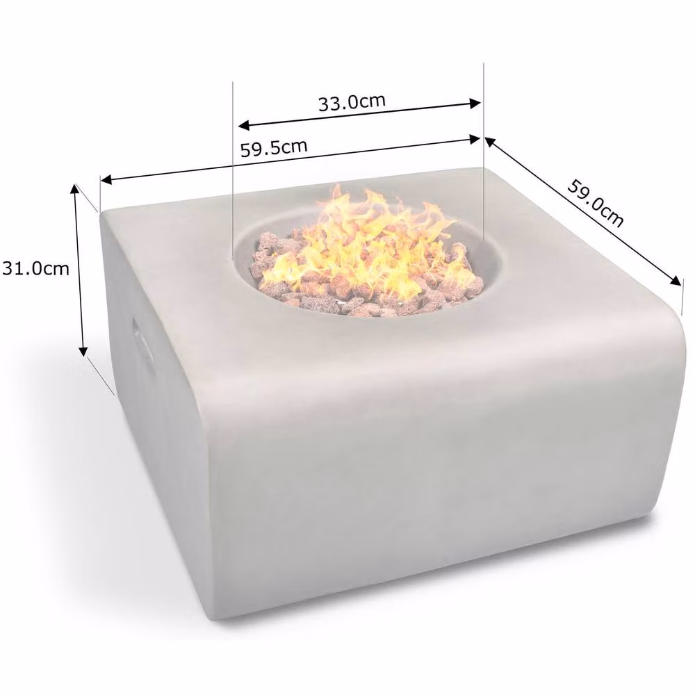 Centurion Supports Adelphi Gas Fire Pit Table in Dark Grey with Stone Finish W/D/H: 58.5 x 58.5 x 30.5 cm – 6