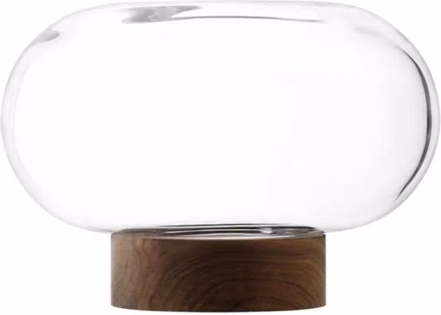 LSA Oblate Glass Vase Lantern in Transparent White, Height: 19.5 cm