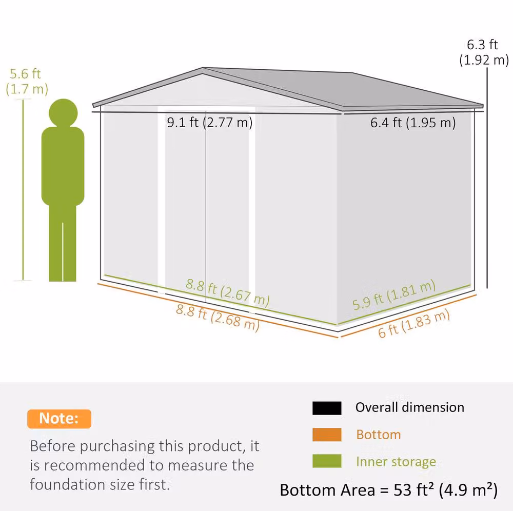 STILVORA Modern Steel Garden Shed in Silver with Sliding Double Doors – 3
