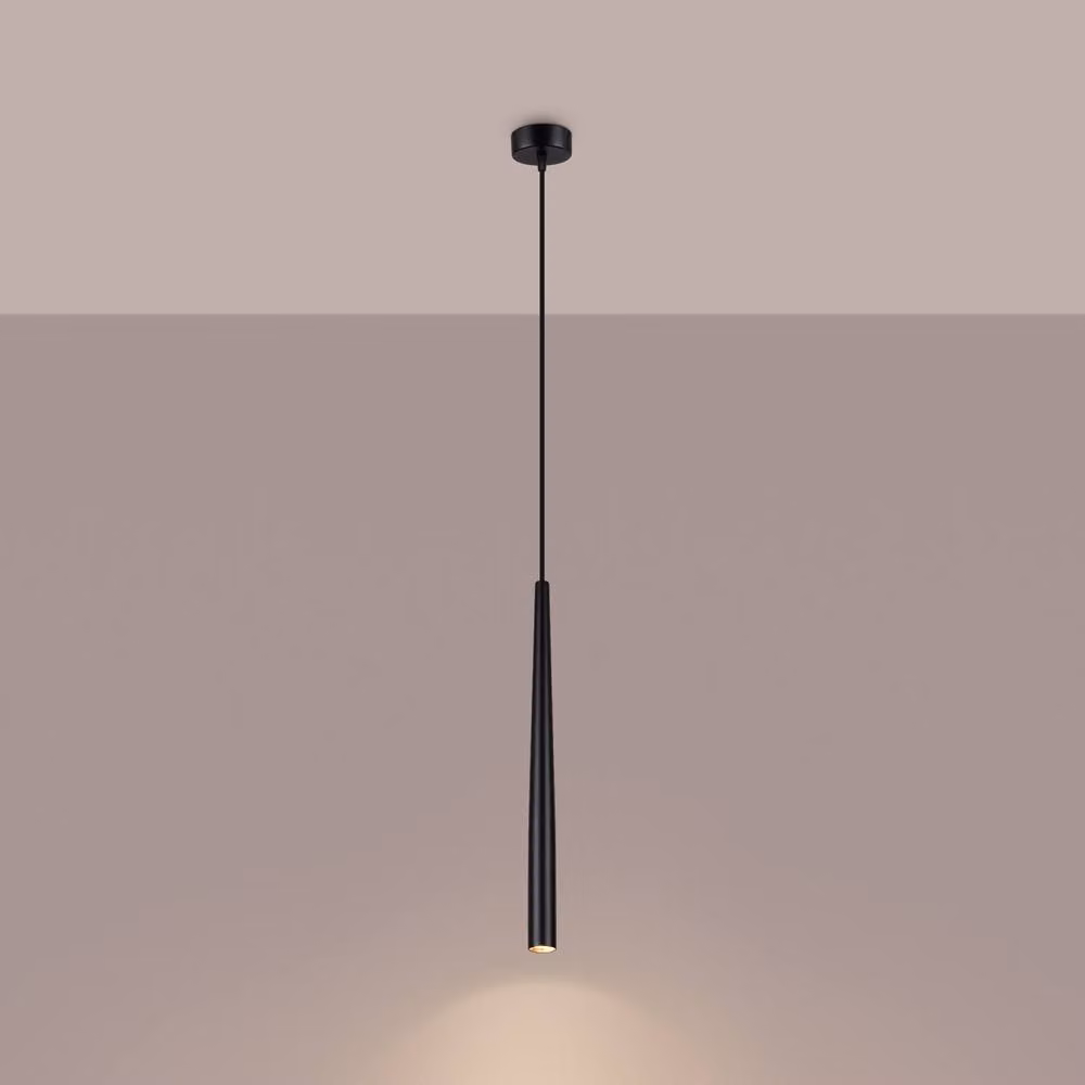 Sollux Lighting Modern Black Metal Cylinder Pendant Lamp, W/D/H: 8 x 8 x 118 cm – 3