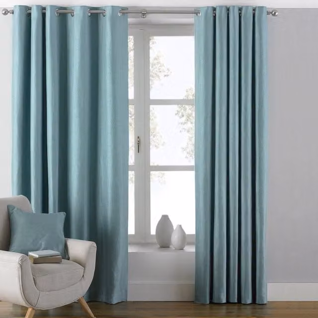 Make It A Home Set of 2 Atlantic Twill Woven Room Darkening Eyelet Curtains in Blue, Height: 183 cm, Width: 117 cm