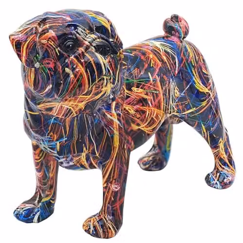 Garden Greatness Supernova Standing Pug Ceramic Ornament, Multicolour, H 25.0 cm x W 25.0 cm x D 25.0 cm – 1