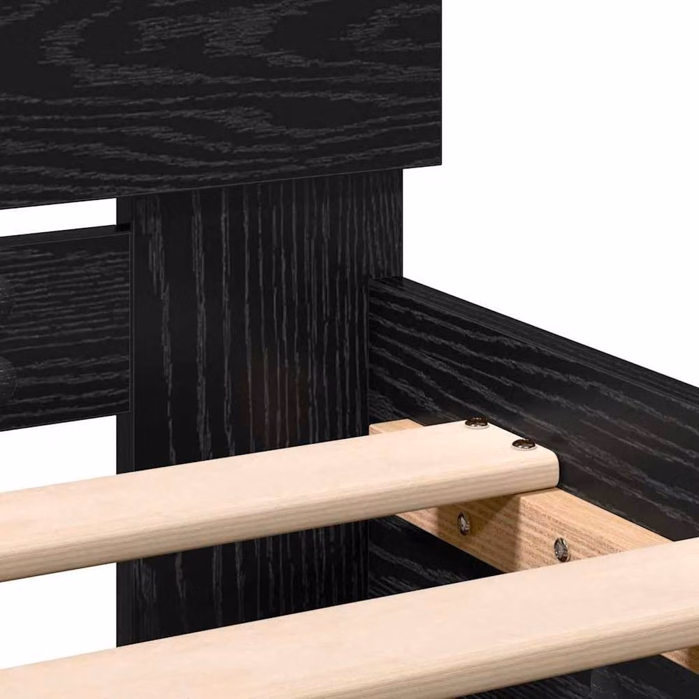 Berkfield Home Bed Frame with Headboard in Black Oak, W/D/H: 100 x 200 cm – 5