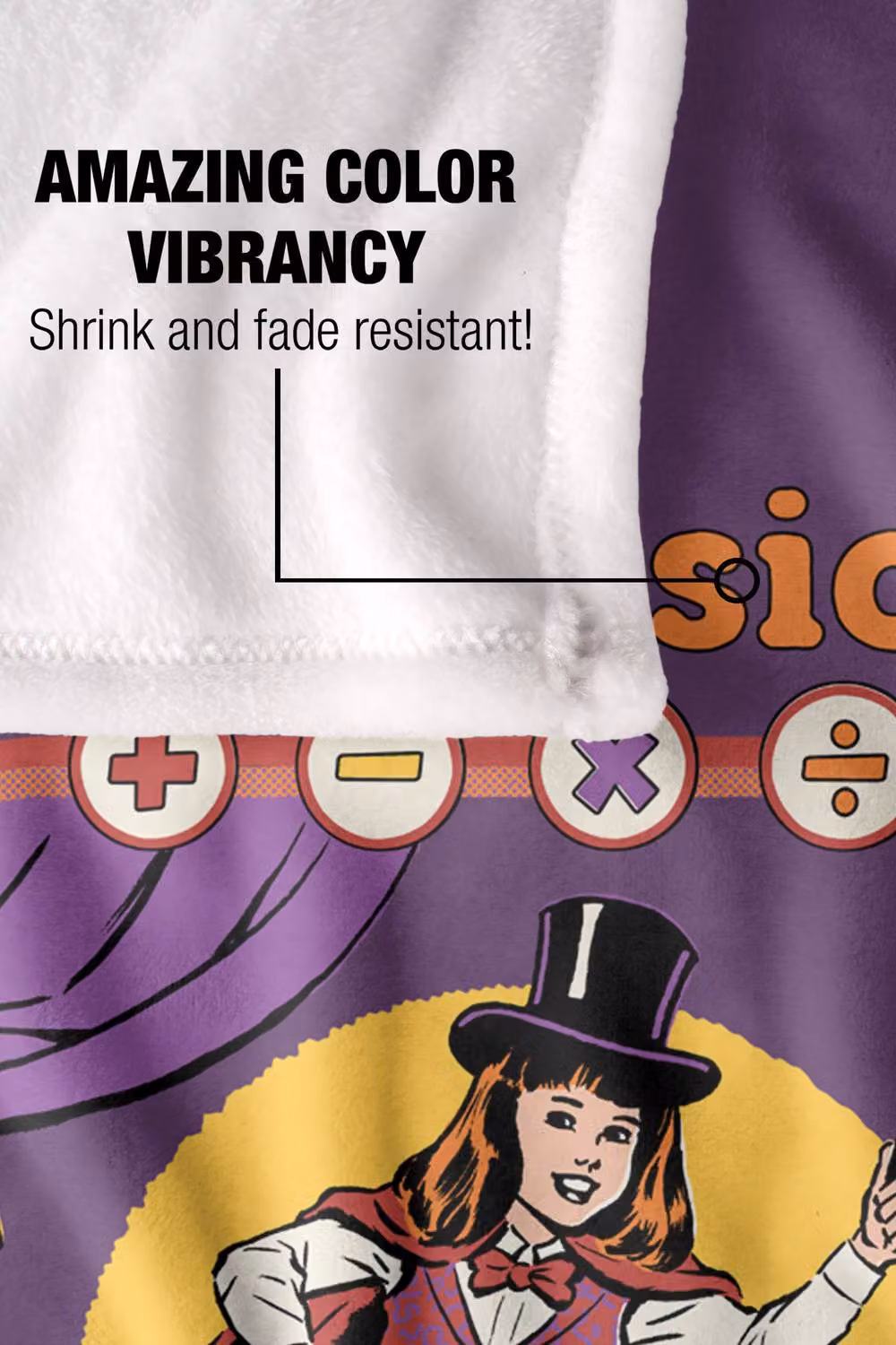 Steven Rhodes Learn About Division Super Soft Fleece Throw Blanket, Multicolour and Purple, W/D/H: 152 x 127 cm – 3