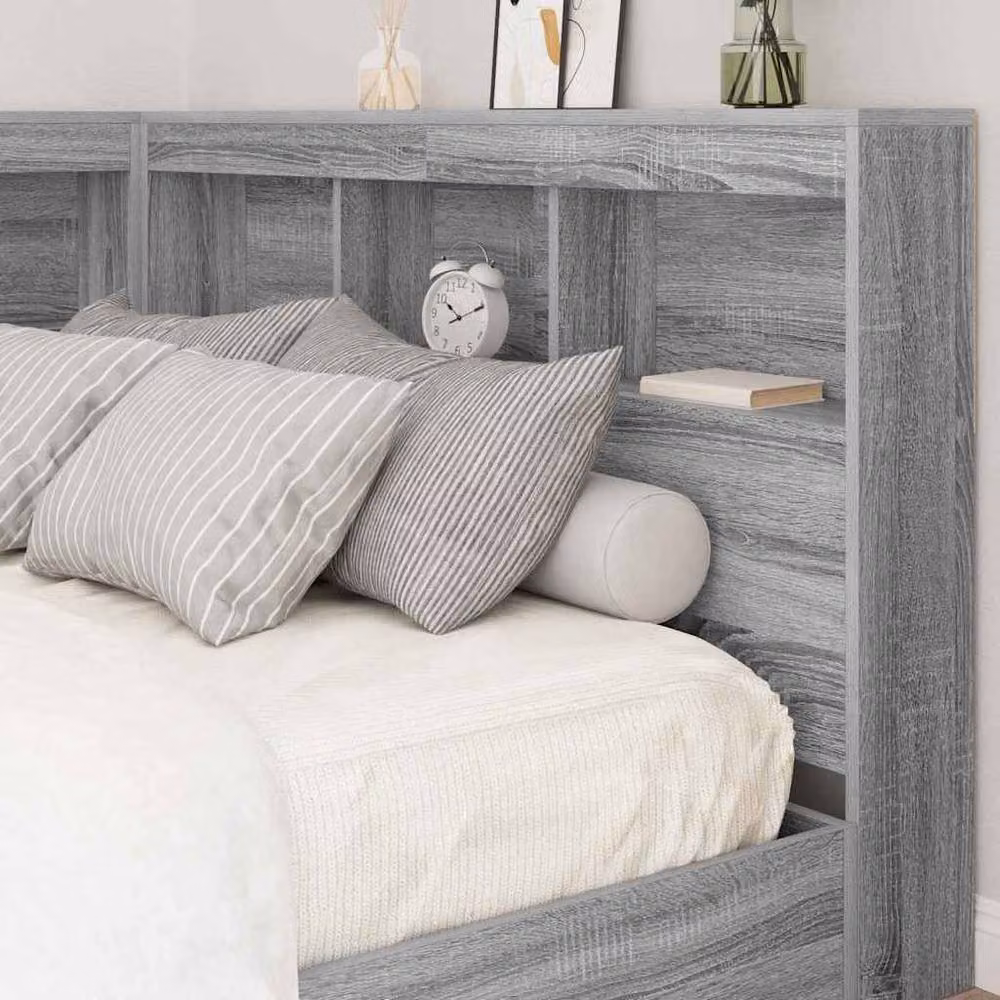 Berkfield Home Grey Sonoma Storage Headboard with Shelf, Width: 120 cm – 3
