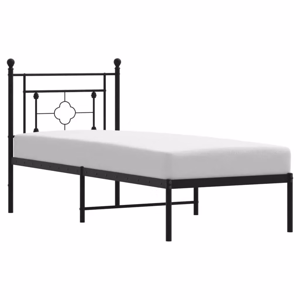 Berkfield Home Metal Bed Frame with Headboard in Black, W/D/H: 75 x 190 cm – 2