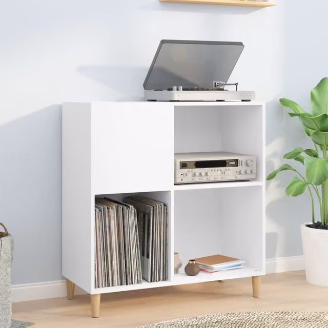 Berkfield Home Record Cabinet in White, W/D/H: 84.5 x 38 x 89 cm