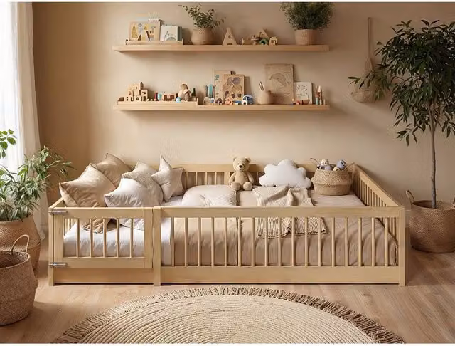 Flair Imogen House Frame Toddler Bed in Brown and Beige Solid Pine Wood, W/D/H: 120 x 200 cm – 1
