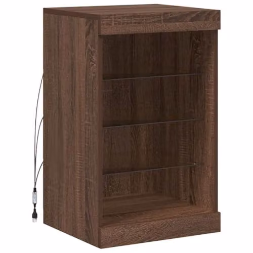 vidaXL Modern Sideboard with Integrated LED Lights in Brown, W/D/H: 41 x 37 x 67 cm – 1