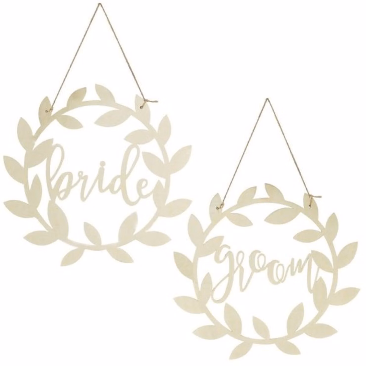 KDMD Rustic Round Wooden Hanging Wedding Sign for Adults in Beige – 2