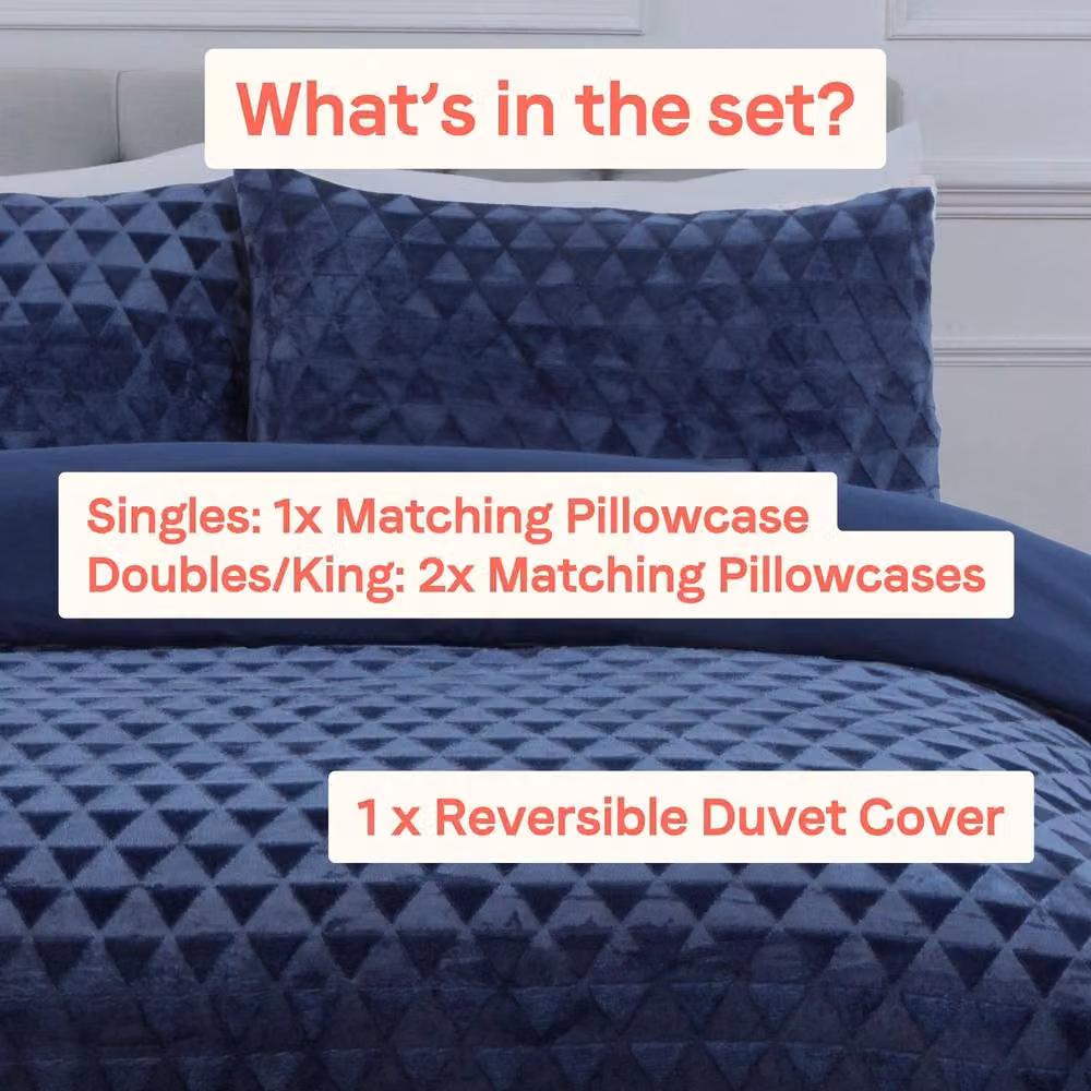 Rapport Home Navy Blue Teddy Fleece Duvet Cover and Pillowcase Set, W/D/H: 135 x 200 x 50 cm – 5