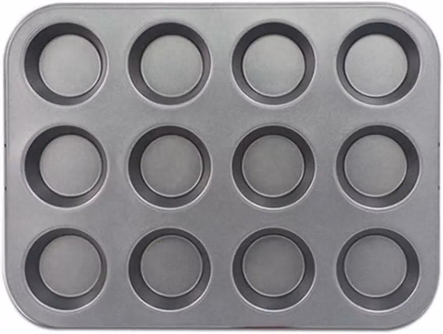 KAV Non Stick Carbon Steel 12 Cup Muffin Tray Mould in Black, Pack of 2, W/D/H: 33 x 26.5 x 3 cm – 4