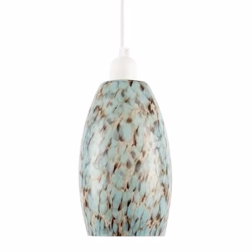 Happy Homewares Modern Marble Effect Glass Cylindrical Pendant Light Shade in Blue and Brown, W/D/H: 20 x 12 x 12 cm – 1