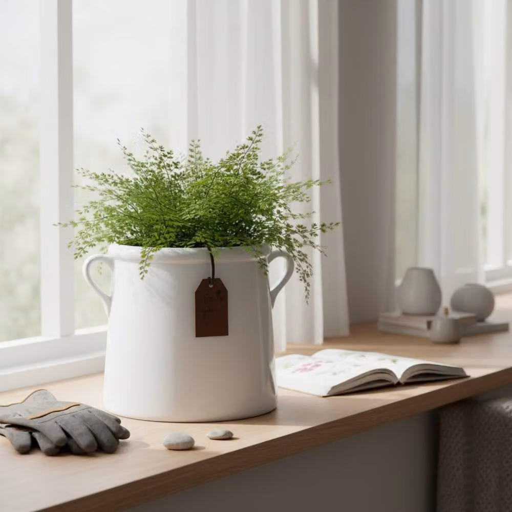 Four Candle White Ceramic Round Pot Vase with Twin Handles – 2