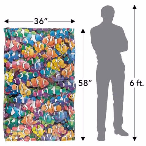 JQ Licensing Royce Mcclure Clowning Around Clown Fish Pattern Super Soft Fleece Throw Blanket, Multicolour, W/D/H: 91 x 147 cm – 2