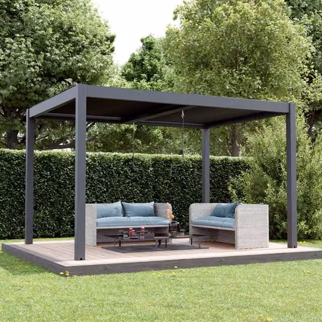 Agadon Aluminium Pergola Shading System in Anthracite Grey, 400 cm