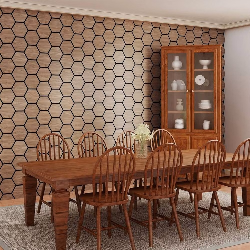 NESTLUNE 4 Pack Brown Wood Look MDF Acoustic Wall Panels for Interior Decoration – 5