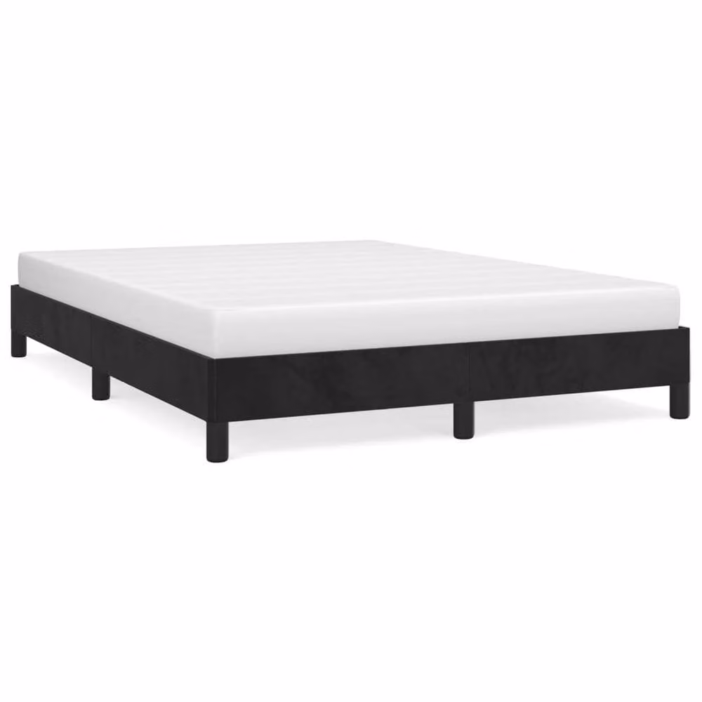 Berkfield Home Upholstered Velvet Bed Frame in Black, W: 135 cm, D: 190 cm – 2